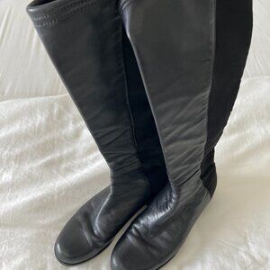 Mixed Media Knee High Boot